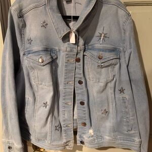 Lane Bryant Light Blue Jean Jacket with Star Details